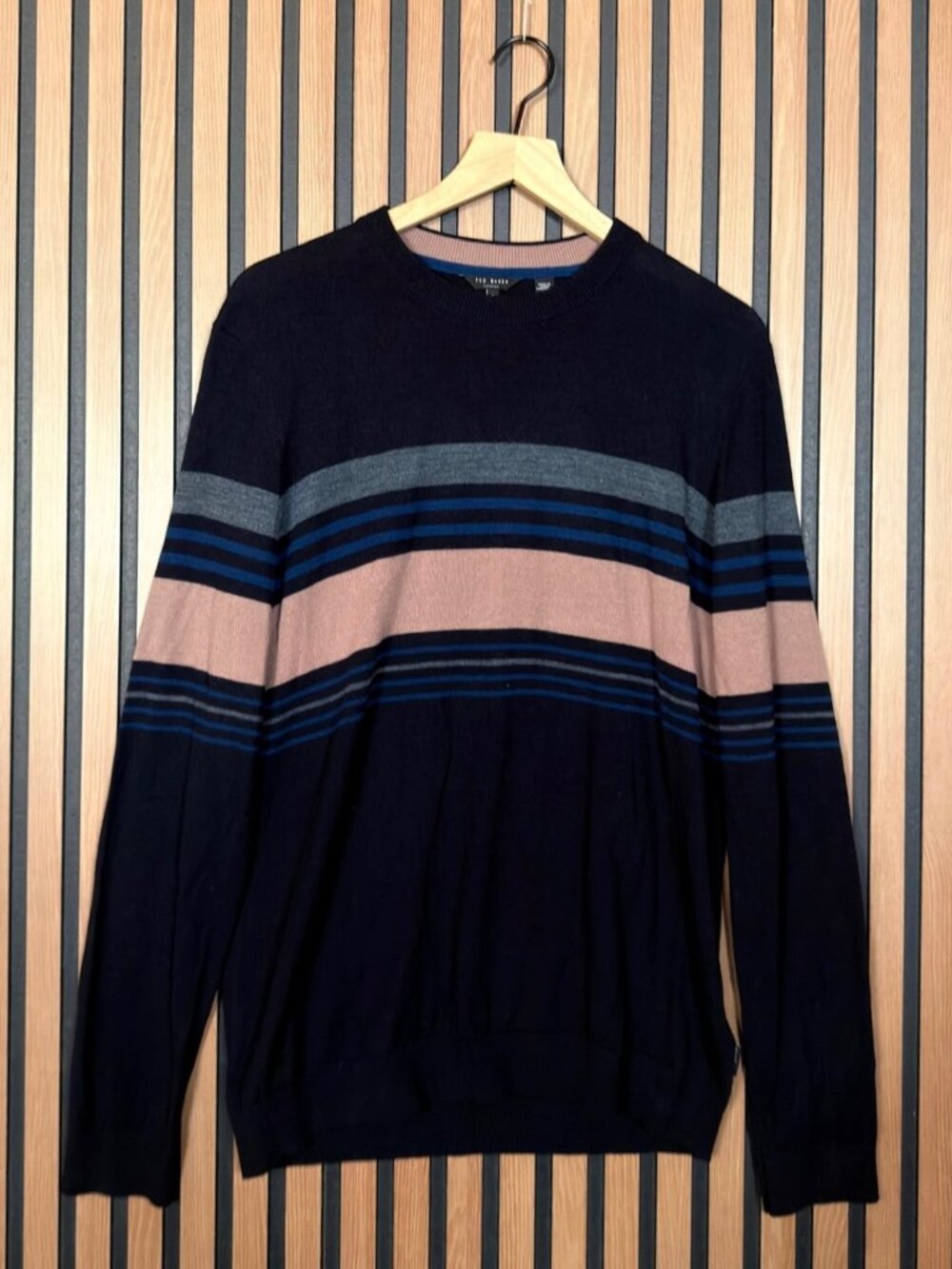 Ted Baker Sweater 4 Mens Black Long Sleeve Crewneck Swiftie Wool Stretch